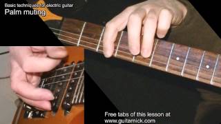 Palm muting guitar lesson + TAB! learn to play electric rock metal techniques