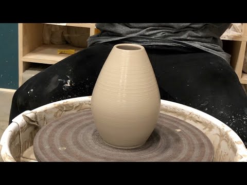 Throwing An Egg Shaped Vase On The Wheel