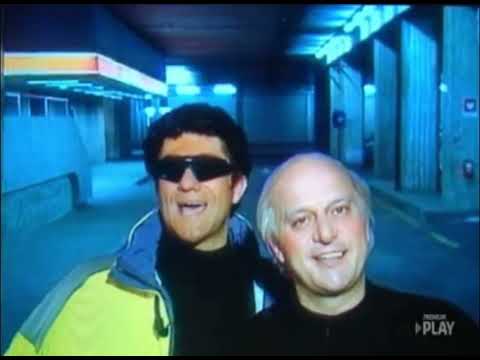 Alberto Tomba and Dario Fo at the intercom