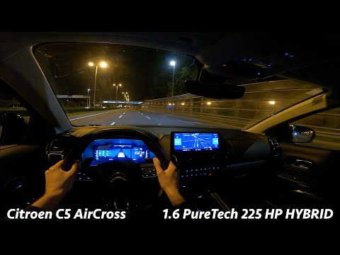 Citroen C5 AirCross 2023 - Night POV & Full review in 4K (Hybrid 225 HP), LED Headlights test