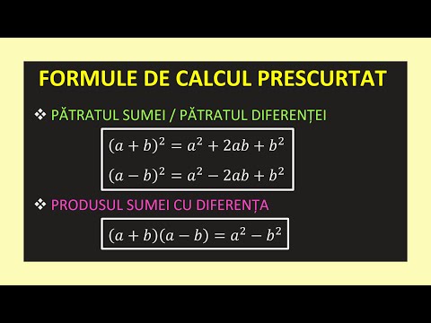 FORMULE DE CALCUL PRESCURTAT CLASA A 8 A MATEMATICA a+b la puterea 2 a+ba b EXERCITII REZOLVATE