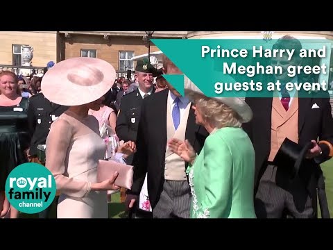 Prince Harry and Meghan greet guests at Prince Charles' 70th birthday