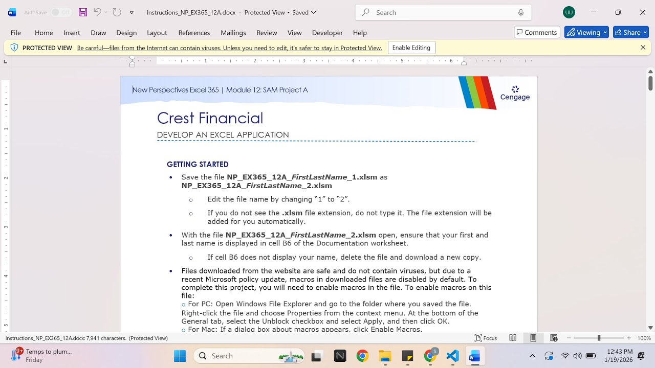 New Perspectives Excel 365 | Module 12: SAM Project A Crest Financial