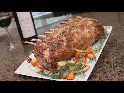 Spice-Crusted Rack of Pork with Roasted Root Vegetables