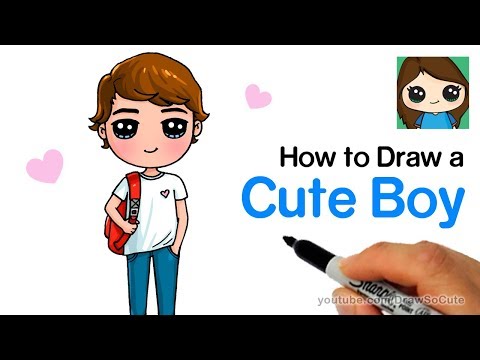 How to draw cute school boy easy