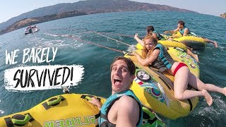 MedSailors Cruise Day 2 - EPIC TUBING, Parasailing & Seafood! (Greece Sailing Tour)