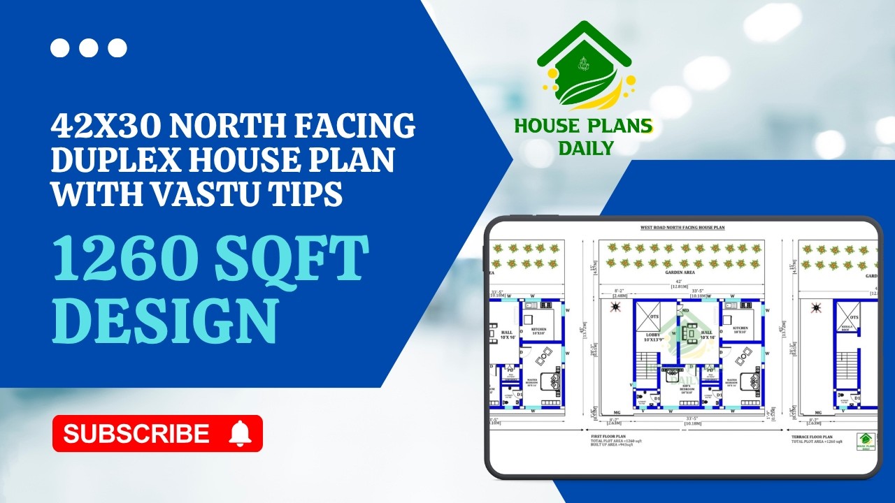 42x30 North Facing Duplex House Plan with Vastu Tips 1260 Sqft Design