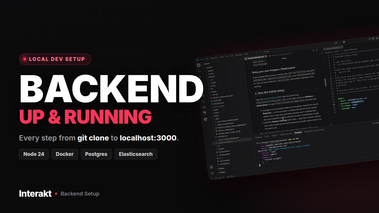 Interakt backend setup: from git clone to localhost:3000