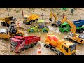 Rescue excavator trucks and cement trucks | Police car crane truck toy stories | BIBO TOYS