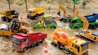 Rescue excavator trucks and cement trucks | Police car crane truck toy stories | BIBO TOYS