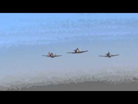 Seafury with two P-51D's in formation at Durban airshow
