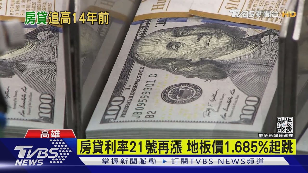 房貸利率21日再漲 地板價1.685%起跳