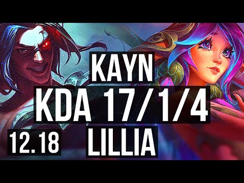 KAYN vs LILLIA (JNG) | 17/1/4, Legendary, 300+ games | EUW Master | 12.18