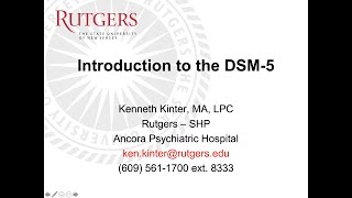 Introduction to the DSM-5