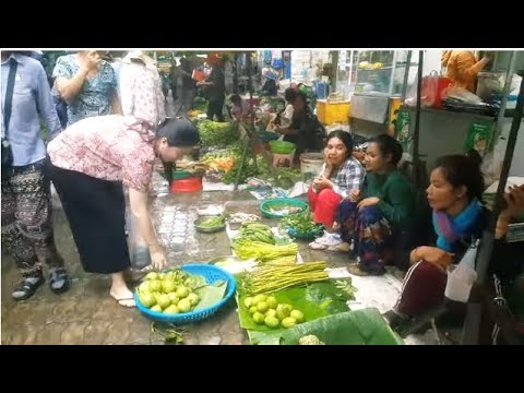 Buying Some Foods After Raining At Boeung Trabaek Market - Food Tour In Phnom Penh Market