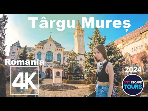 Targu Mures, Romania 🇷🇴 Walking tour | (4k UHD 60fps) SPRING☀️12°C Discover Transilvania 🏙