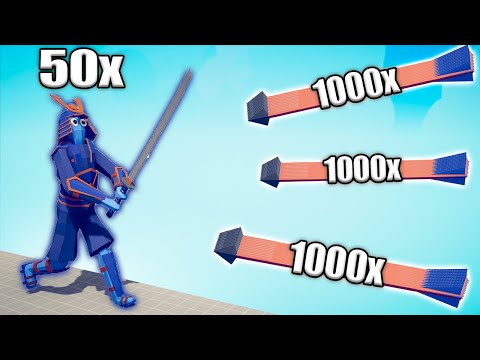 50x SAMURAI GIANT vs 1000x OVERPOWERED UNITS - TABS | Totally Accurate Battle Simulator 2023