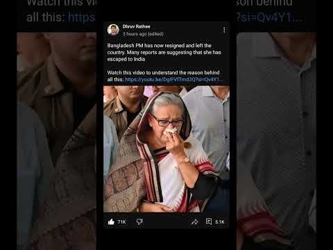 😱Dhruv Rathee reacted on Sheikh haseena resignation