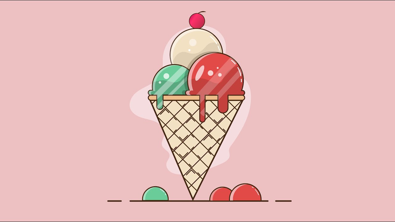Adobe Illustrator CC Tutorial - Ice Cream Vector Illustration Design