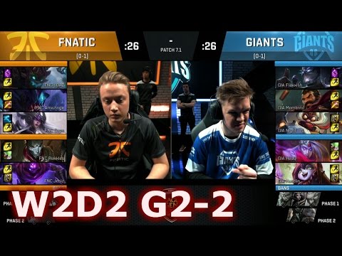 Fnatic vs GIANTS | Game 2 S7 EU LCS Spring 2017 Week 2 Day 2 | FNC vs GIA G2 W2D2