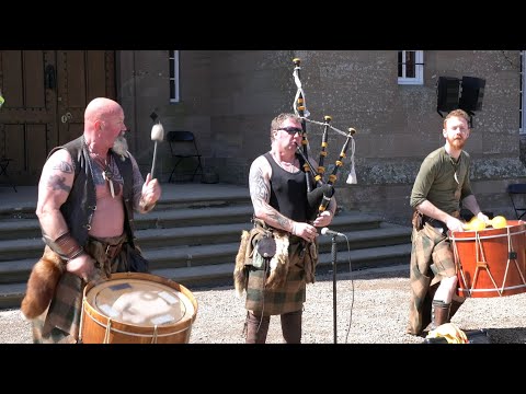 'When The Clans Unite' by Scottish tribal band Clann An Drumma in front of Scone Palace, Scotland