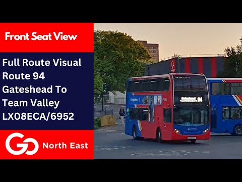 Full Route Visual | Go North East Bus Route 94 Loop - Gateshead Circular via Heworth | LX08ECA/6952