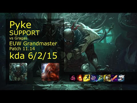 Pyke Support vs Gragas - EUW Grandmaster 6/2/15 Patch 11.14 Gameplay
