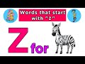 Words That Start with Letter Z | Words Begin with Z | Kids Learning Videos