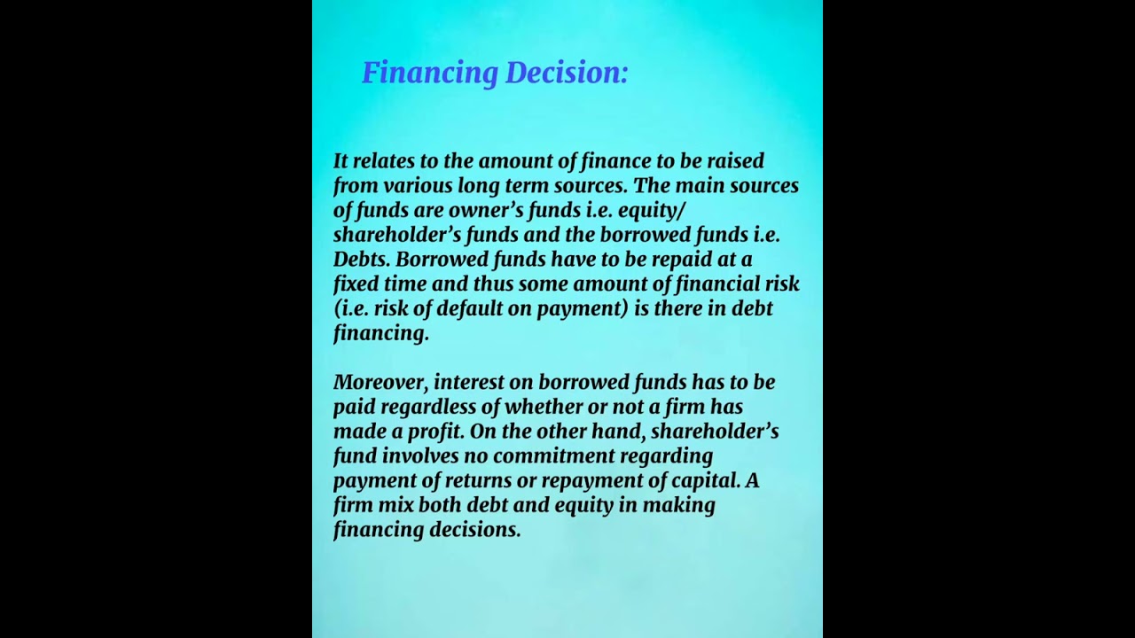 Financing Decision | Meaning | Explain | Business Studies | Class 12th | #commerce