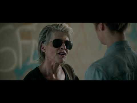 Official Terminator: Dark Fate trailer still with Sarah Connor arriving amid explosions, hinting at the score’s aggressive pulse