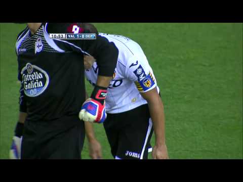 Gol de Soldado (1-0) en el Valencia CF - Deportivo de La Coruña Jornada 2