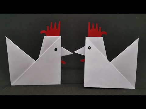 einfachen Origami Hahn basteln - Bastelideen für Ostern