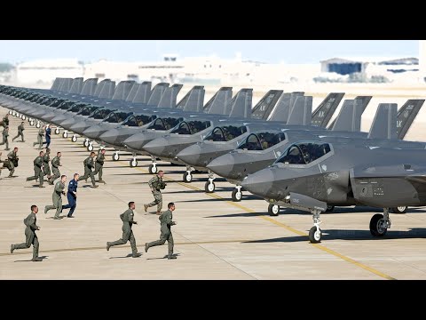 Massive Amount of US Air Force F-35s Takeoff Together During Intense Scramble