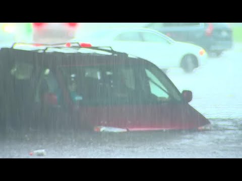 Flash flooding inundates cars in Worcester