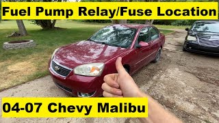 Fuel Pump Relay and Fuse Location Chevy Malibu 04 05 06 07 2004 2005 2006 2007