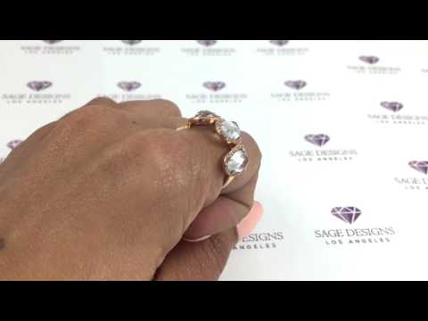 Unique Topaz Bubble Ring, 14K Rose Gold Briolette White Topaz and Round Diamond Cocktail Ring Band