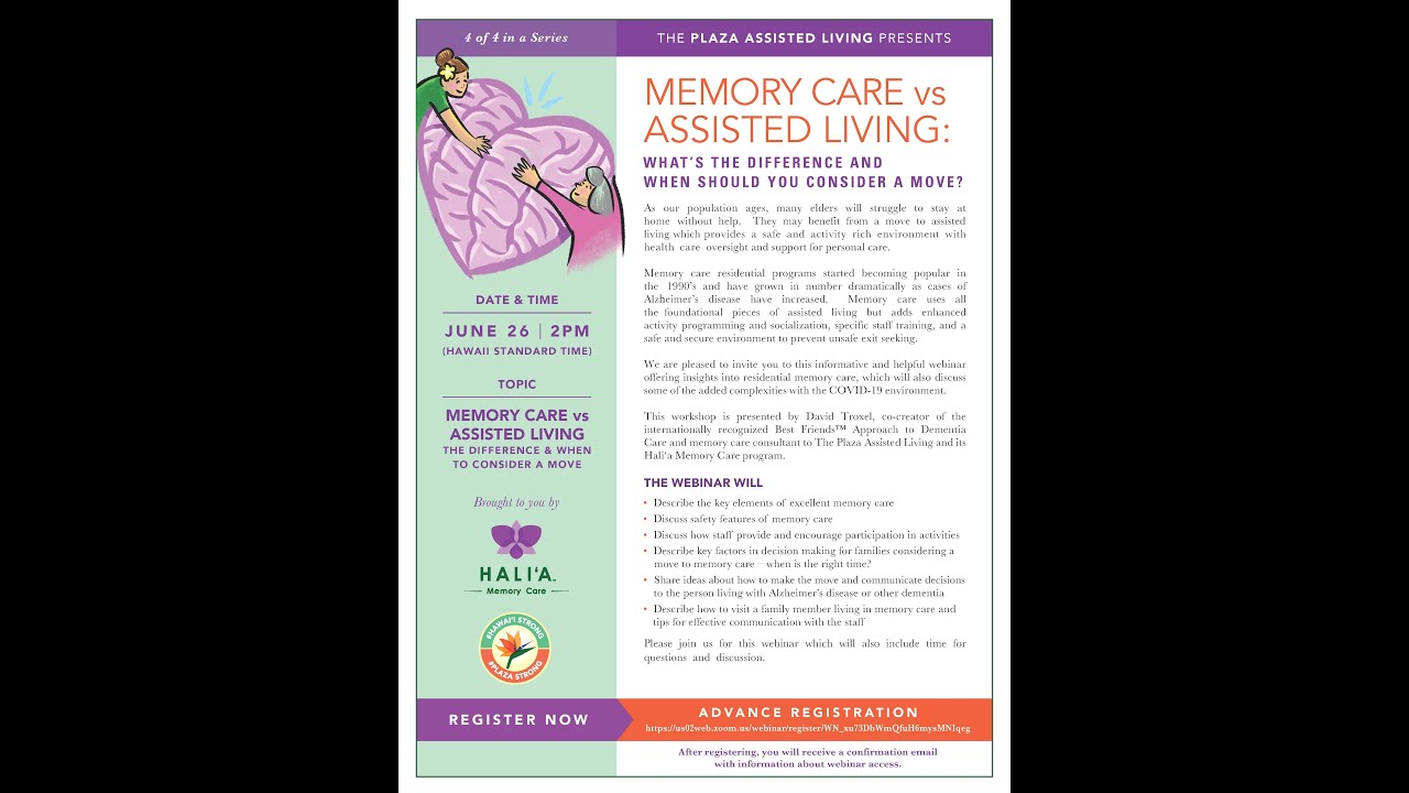 The Plaza Presents: MEMORY CARE vs ASSISTED LIVING: THE DIFFERENCE & WHEN SHOULD YOU CONSIDER A MOVE