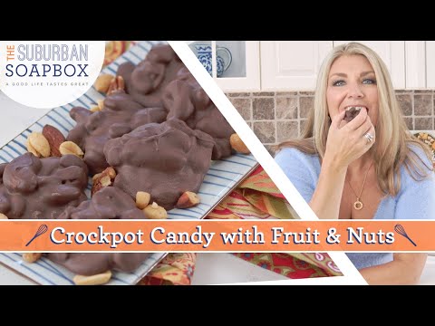 Easy CrockPot Candy with Nuts and Fruit - Chocolate heaven!