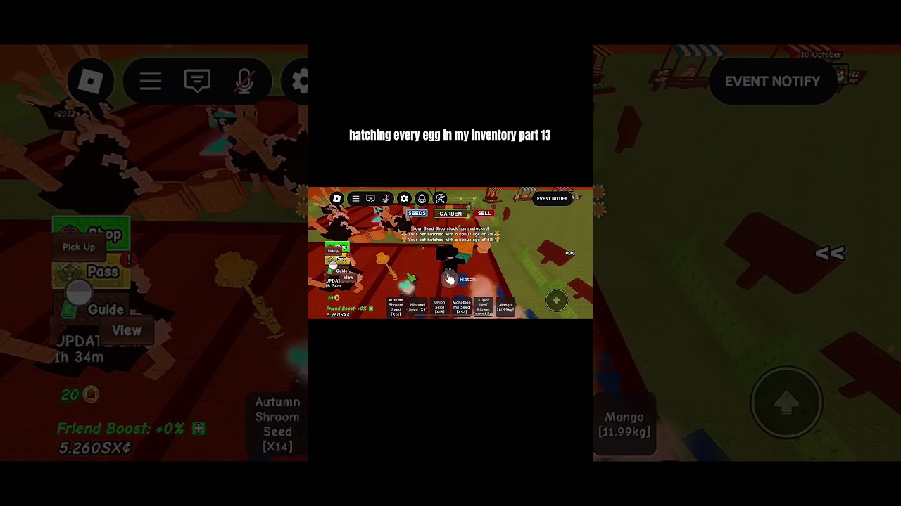 Hatching every egg in my inventory part 13 #shorts #viral #growagarden