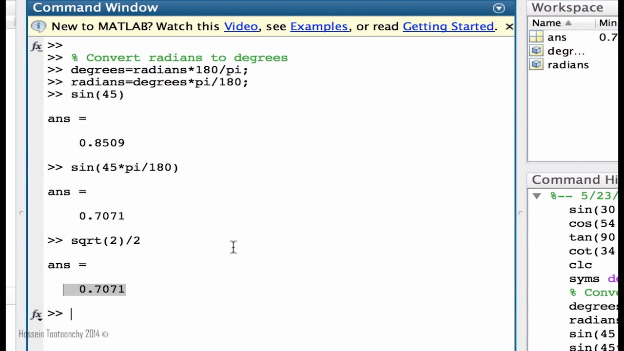 Learning MathLAB Programming x20 Introduction to Trigonometry in Matlab