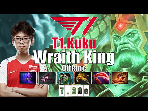 Wraith King Offlane | T1.Kuku | KUKU CANCER OFFLANE CARRY BUILD?? | 7.30e Gameplay Highlights