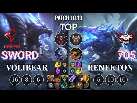 GRF Sword Volibear vs JDG 705 Renekton Top - KR Patch 10.13