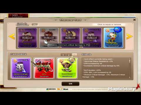 Character cards & link skills for a dark knight - MapleStory video