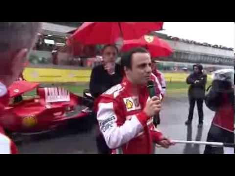 Felipe talks to the Tifosi and receives special trophy from Ferrari