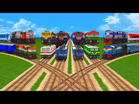12 TRAINS CRAZY CROSSING CRISS-CROSS ON TOP AT BUMPY FORKED CROSSING RAILROAD TRACK #72 Train 2022