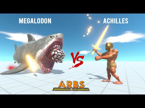 NEW UPDATE MEGALODON (Remastered) vs ACHILLES - Animal Revolt Battle Simulator