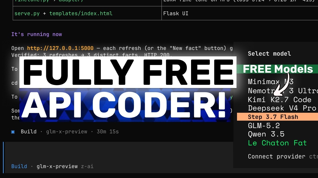 FULLY FREE Unlimited API + OpenCode: MiniMax M3,Step 3.7 Flash,Nemotron 3 Ultra,GLM,Kimi!