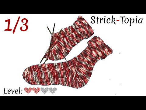 Einfache Socken im 6er Rippenmuster stricken leicht gemacht - Video 1/3 - Der Schaft