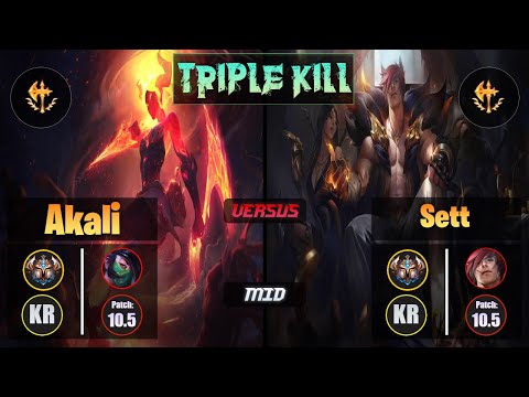 Challenger AKALI [Conqueror] (Mid) VS  SETT - Challenger KR Patch 10.5 Triple Kill