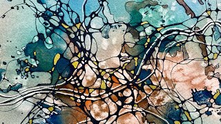 Abstract WATERCOLOR & INK - Relaxing Painting Process - 335